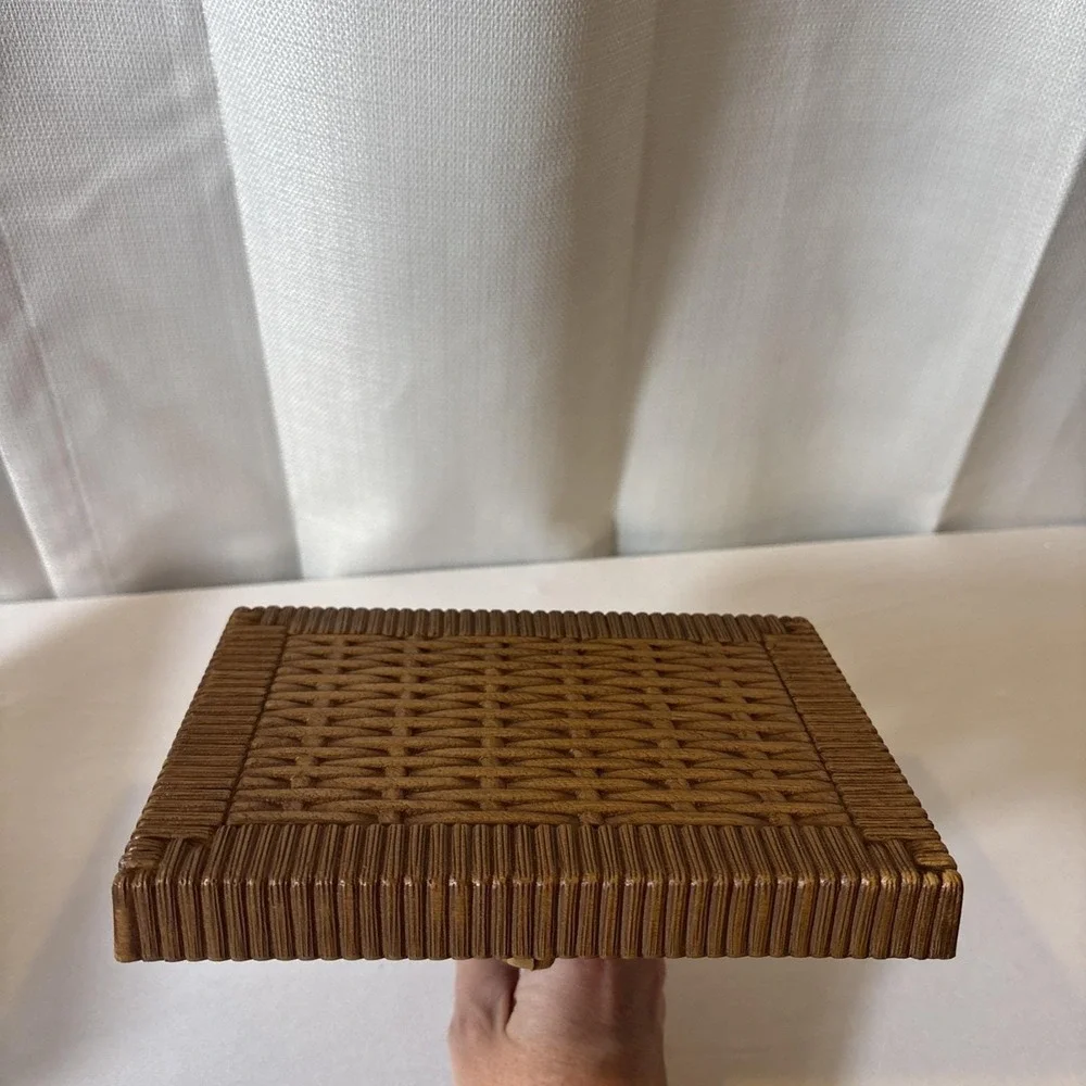 Vintage Homco Syroco Basket Weave Wall‎ Shelf MCM #3323 Rattan Boho Pair Of 2